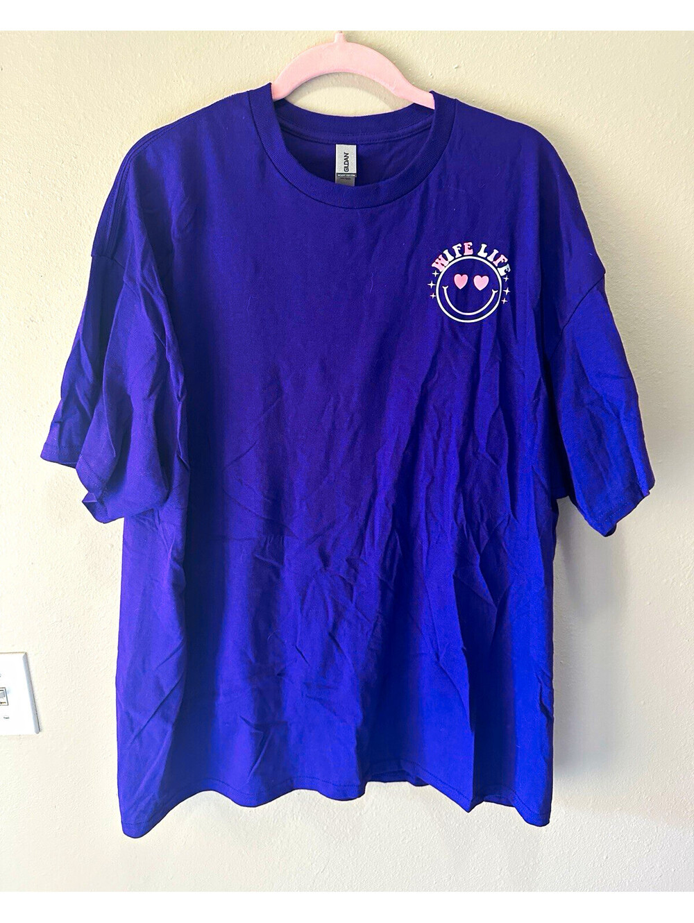 Gildan Heavy Cotton Purple Funny Graphic T-Shirt 2XL Cotton Crew Neck